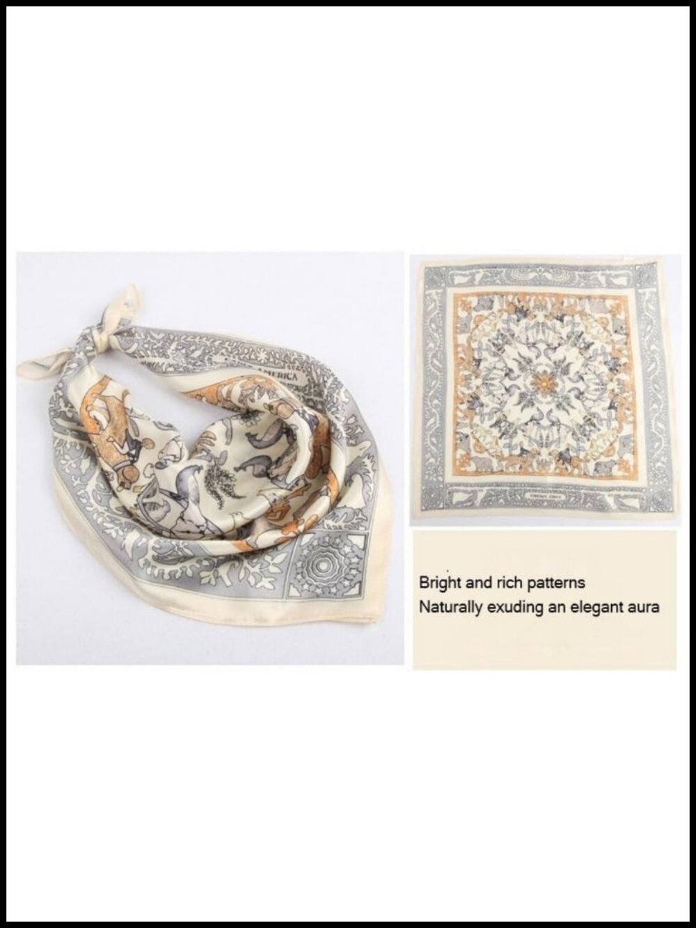 100% Mulberry Silk Crepe Satin Bandana Scarf 21" Square Paisley - Picture 2 of 4